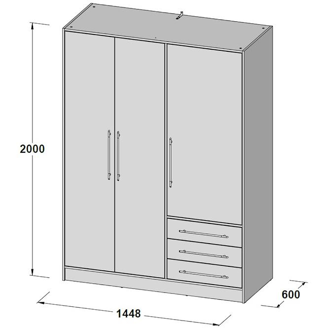 Schrank Jupiter 145cm Eiche Sonoma/Weiß