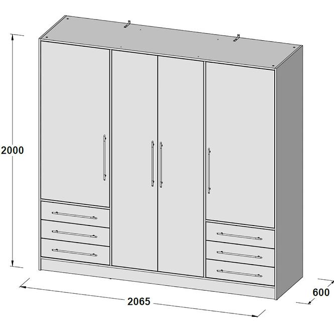 Schrank Jupiter 207cm Eiche Sonoma/Weiß