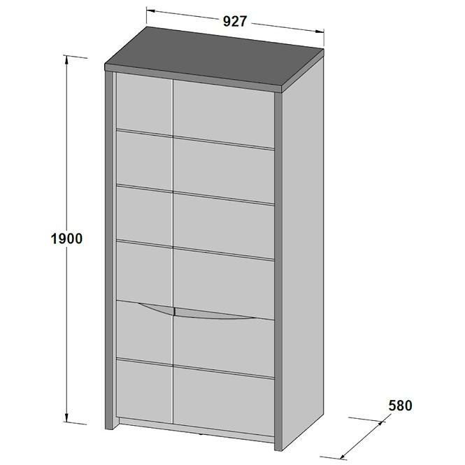 Schrank Saint Tropez 93cm Eiche Sangallo/Weiß