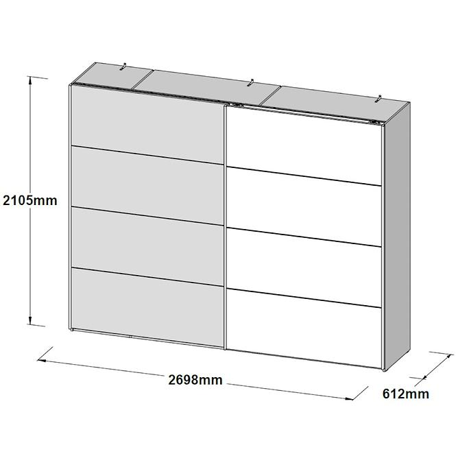 Schrank Sapporo 270cm Weißer Glanz