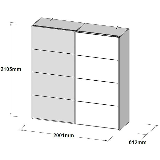 Schrank Sapporo 200cm Weißer Glanz