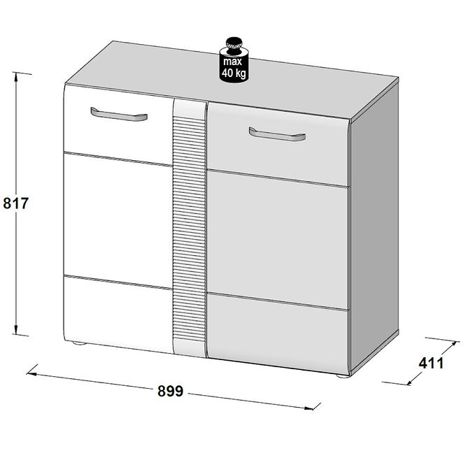 Kommode Locarno 90cm Eiche Nealson / Grau