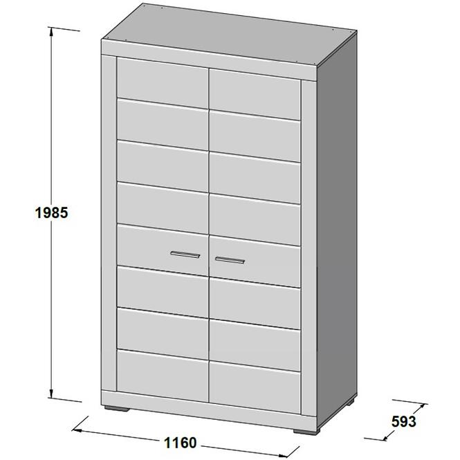 Schrank Snow 2d 116cm Weiße Matte