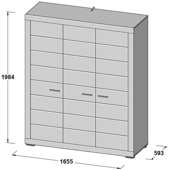 Schrank Snow Szafa 3d 166cm Weiße Matte