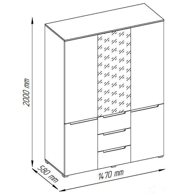 Schrank Vincent 147cm Weiß/Eiche Wotan