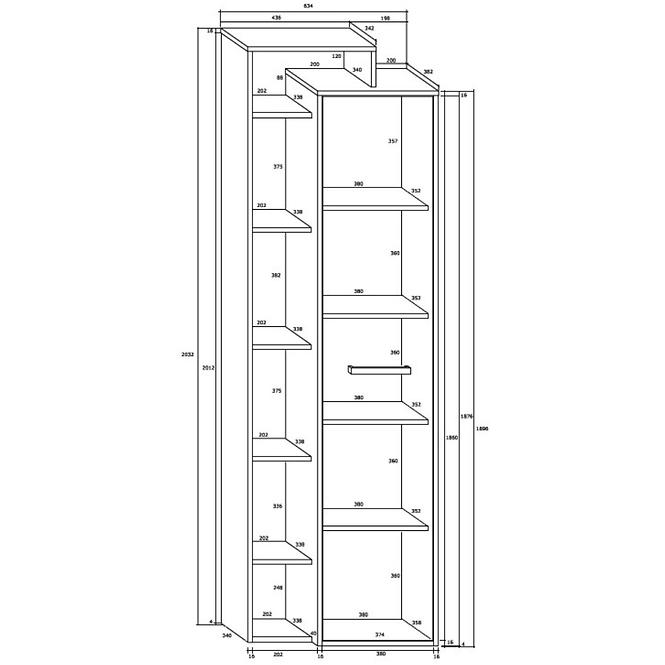 Schrank Rio 64cm Eiche Craft Weiß/Golden