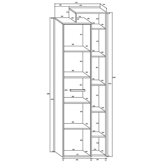 Schrank Rio 64cm Eiche Craft Weiß/Golden R