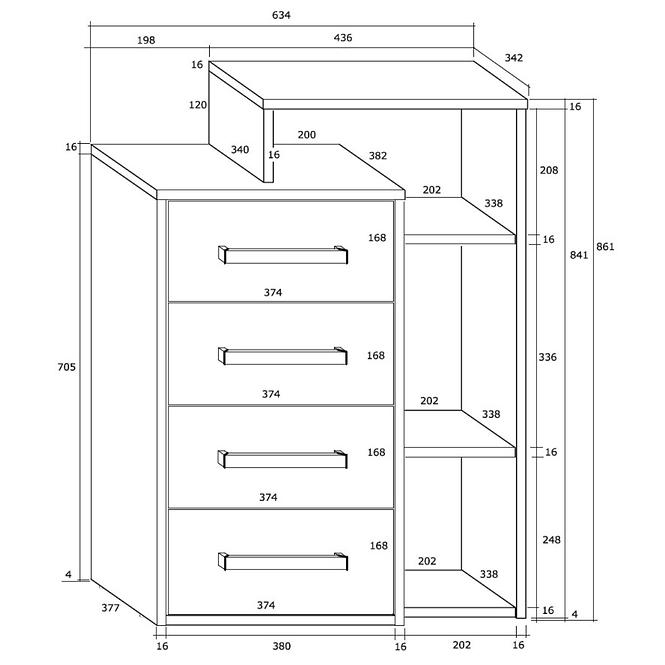 Kommode Rio 64cm Eiche Sonoma/Weiß P4S