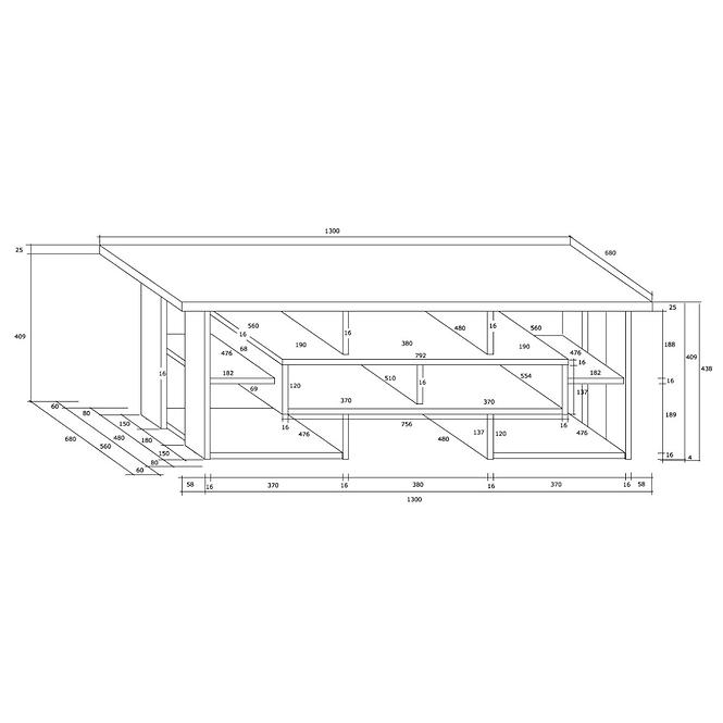 Couchtisch Rio 130cm Eiche Sonoma/Weiß N