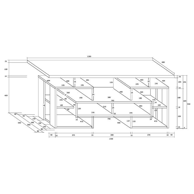 Couchtisch Rio 130cm Eiche Sonoma/Weiß W