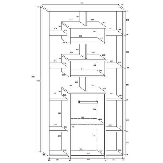 Regal Rio 85cm Eiche Sonoma/Weiß 1D