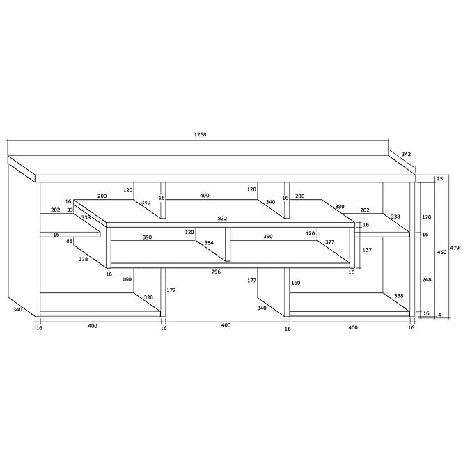 Tv Tisch Rio 127cm Eiche Sonoma/Weiß