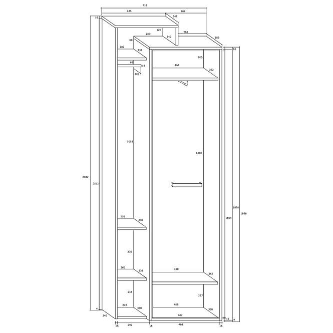 Schrank Rio 72cm Eiche Sonoma/Weiß L1D