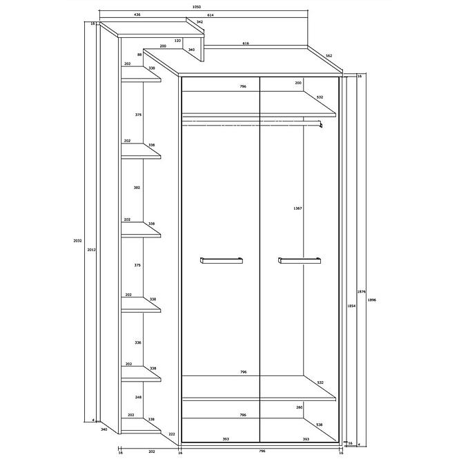 Schrank Rio 105cm Eiche Sonoma/Weiß L2D