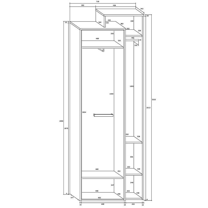 Schrank Rio 72cm Eiche Sonoma/Weiß P1D