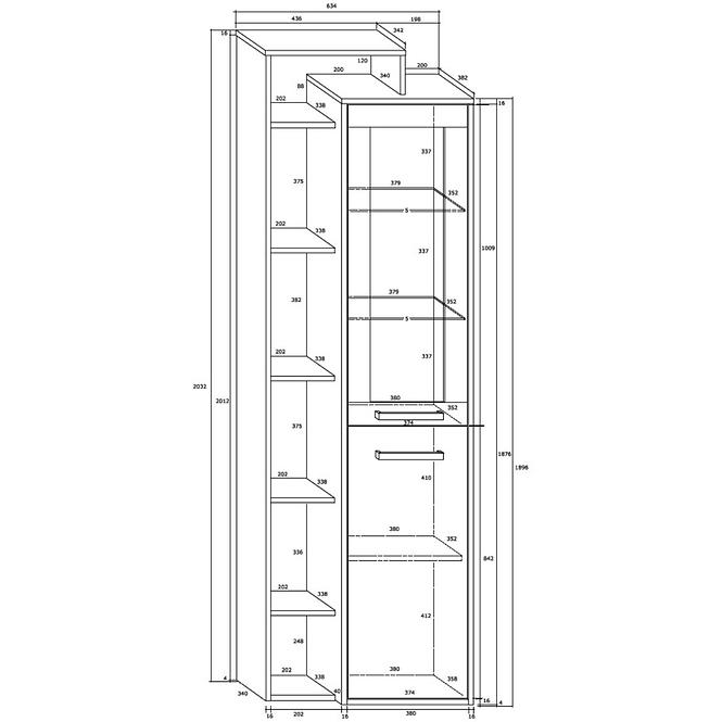 Vitrine Rio 64cm Eiche Sonoma/Weiß L1D