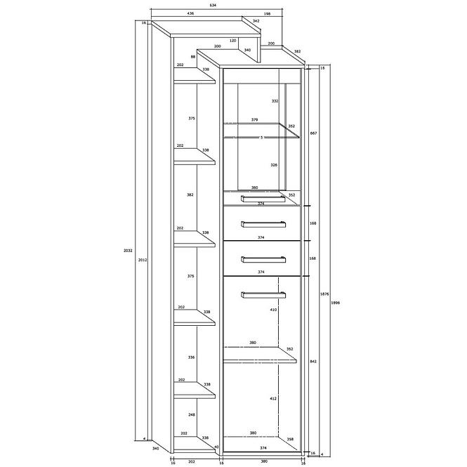 Vitrine Rio 64cm Eiche Sonoma/Weiß L1D2S