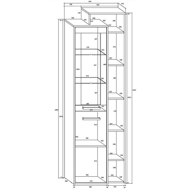 Vitrine Rio 64cm Eiche Sonoma/Weiß P1D