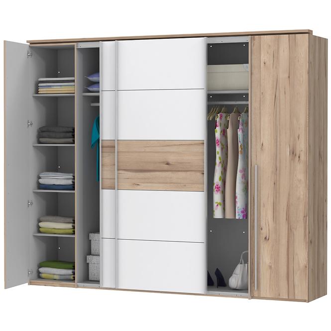 Schrank Ray 270cm 4d  Eiche/Weiß