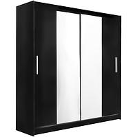 Schrank Ola 200cm Schwarz/Spiegel