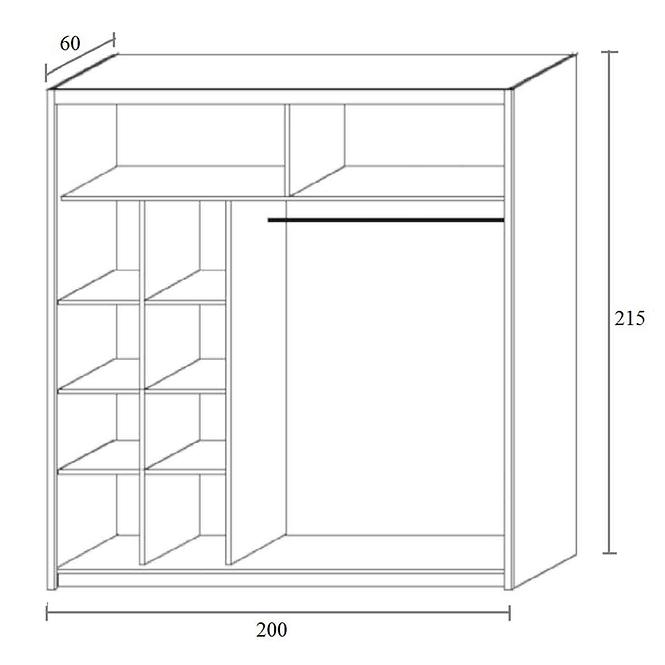 Schrank Karo 200cm Weiß/Beton