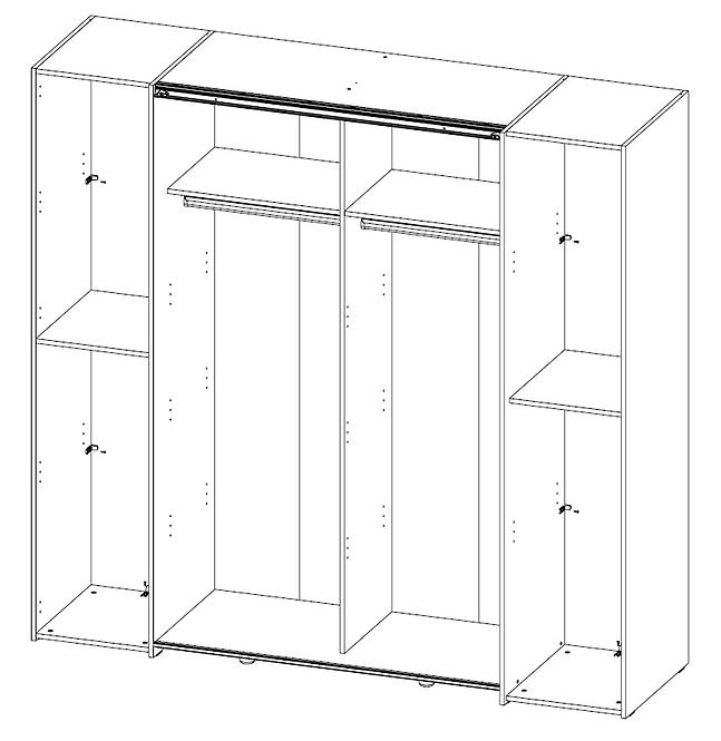 Schrank Kalixtus 200cm 4D Sandeiche / Weiß