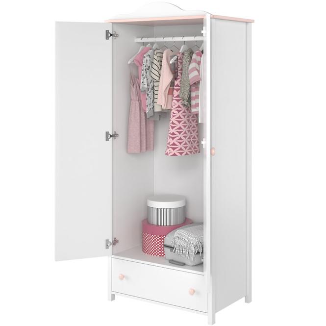 Schrank Luna 85cm 2D Weiß / Pink