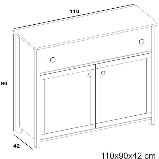 Kommode Luna 110cm Weiß / Pink