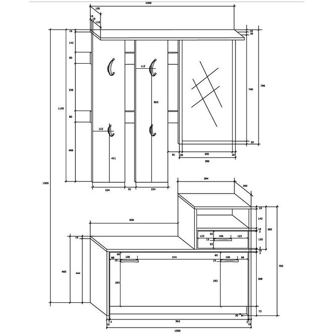 Hängende Wand Mit Cabin Tops Luna Plum / Weiß