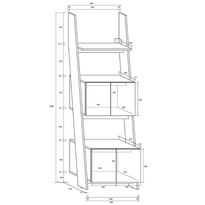 Regal Rack 60cm 2D Eiche Sonoma/Weiß