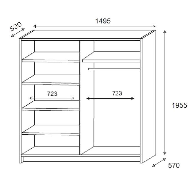 Schrank Alfa 3 150cm Dub Artisan/Graphit