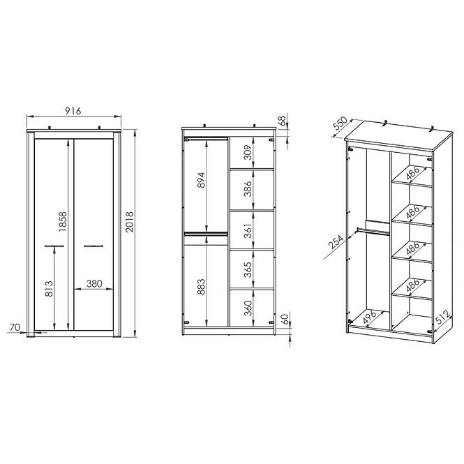 Schrank Luis 01 92cm Eiche Ribbeck