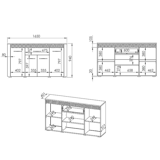 Kommode Clermont 165cm 08 Schneekiefer