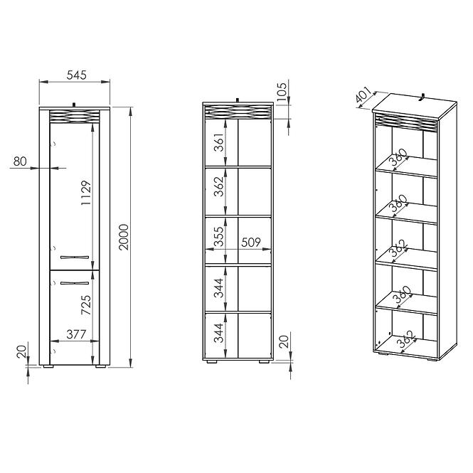 Schrank Clermont 55cm 02 Schneekiefer