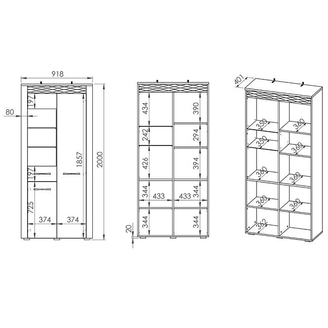 Vitrine Clermont 92cm 04 Schneekiefer