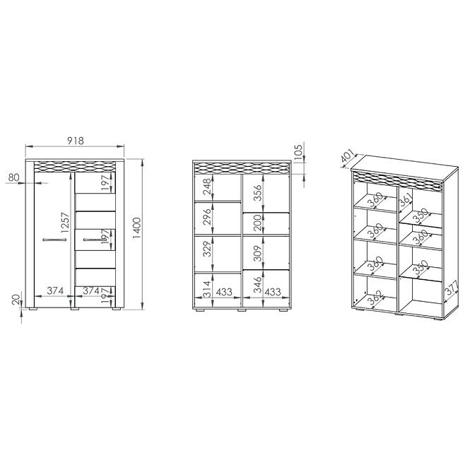 Vitrine Clermont 92cm 05 Schneekiefer