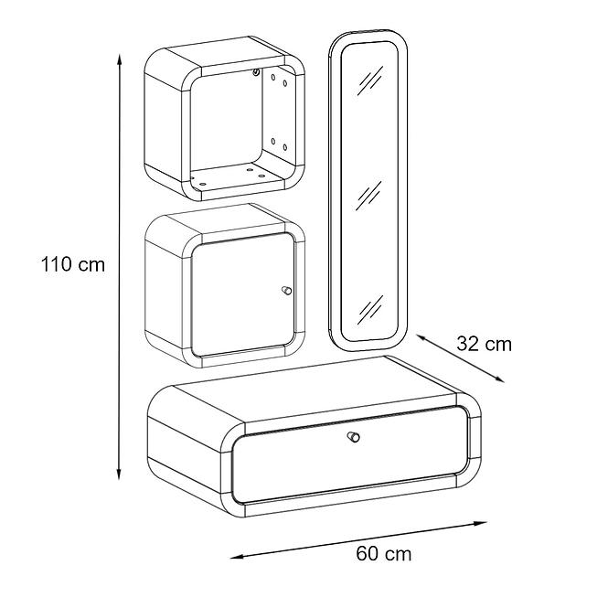 Garderobe Wally III 60cm Atelier/Weiß