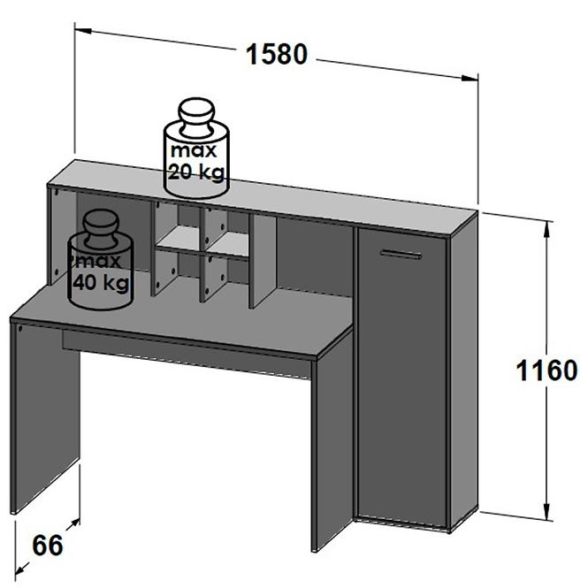 Schreibtisch  Bolitarr 158cm Eiche Artisan/Weiß