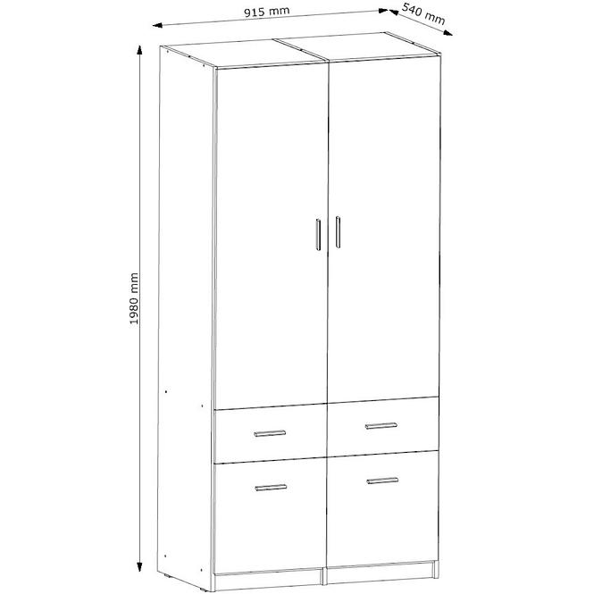 Schrank Snow 03 2-D 4-S Wellington/Grafit