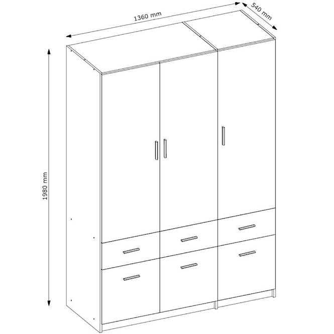 Schrank Snow 04 3-D 6-S Wellington/Grafit