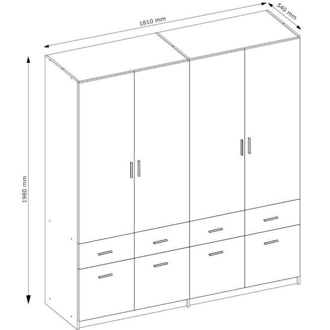 Schrank Snow 05 4-D 8-S Wellington/Grafit