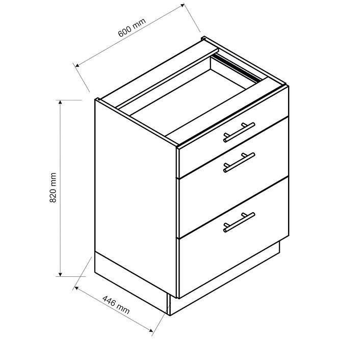 Küchenzeile Vita D60s3 Weiß/Glanz