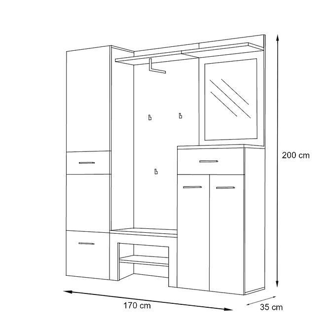 Garderobe Gustavo III Eiche Wellington/Weiß