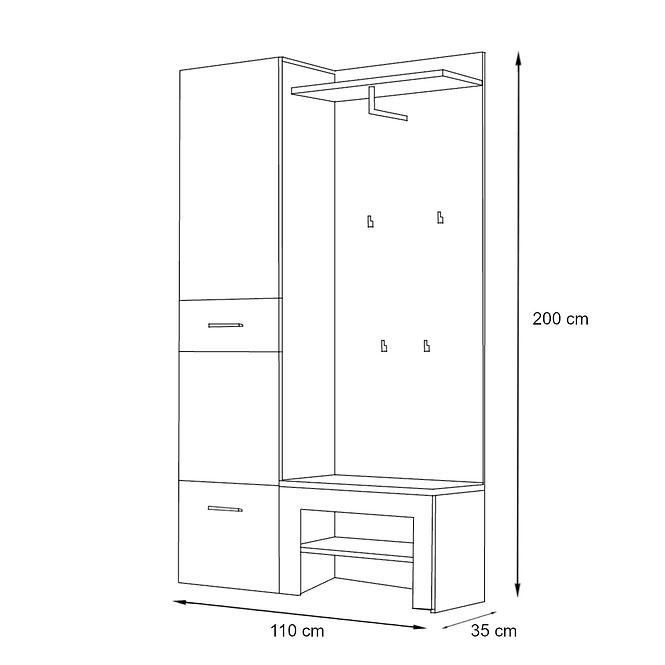 Garderobe Gustavo V Eiche Wellington/Weiß