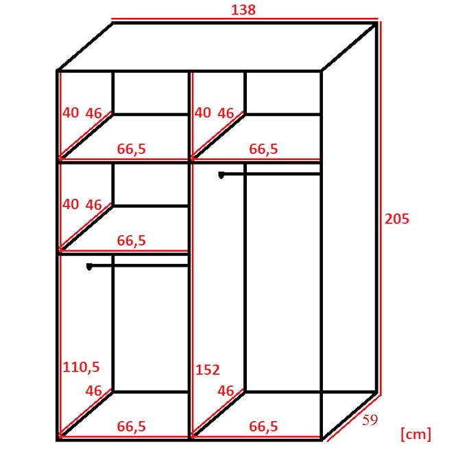 Schrank Bill 2l Zrcadlo 138 Weiß