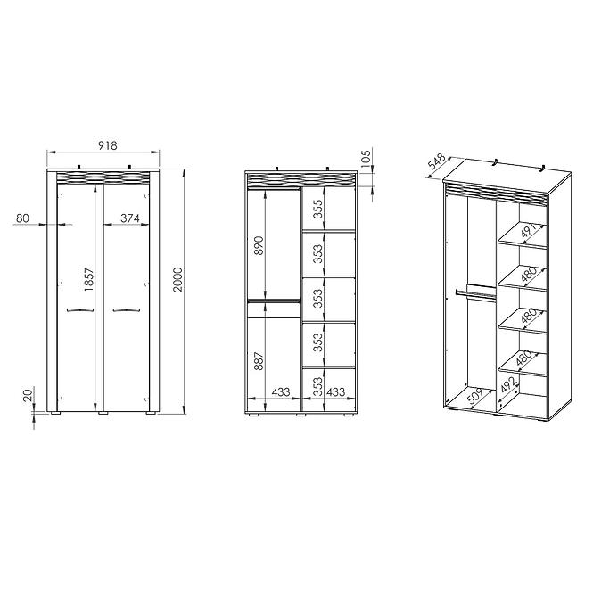 Schrank Artis 01 92cm Eiche Artisan