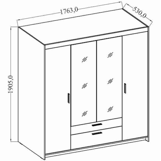 Schrank Elena 4d Weiß Mit Einem Spiegel