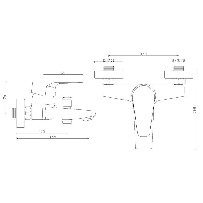 Badewannenarmatur SW-33000N Helios Inox