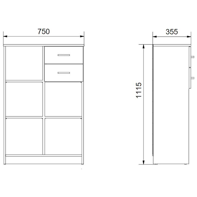 Kommode Posejdon 5 75cm Schwarz