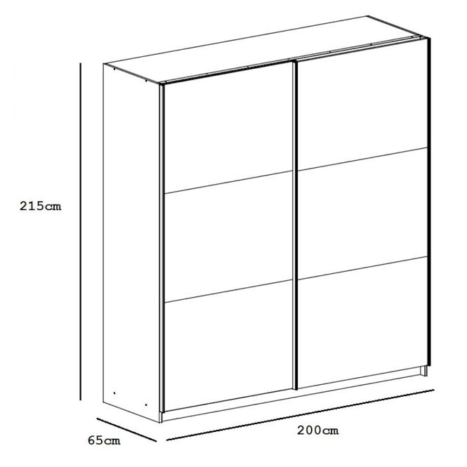 Schrank Bastia 200cm Graphit/Alpenfichte/Spiegel